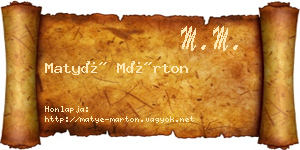 Matyé Márton névjegykártya