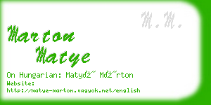 marton matye business card